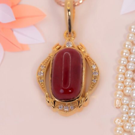 Yellow Gold Gem Coral Necklace