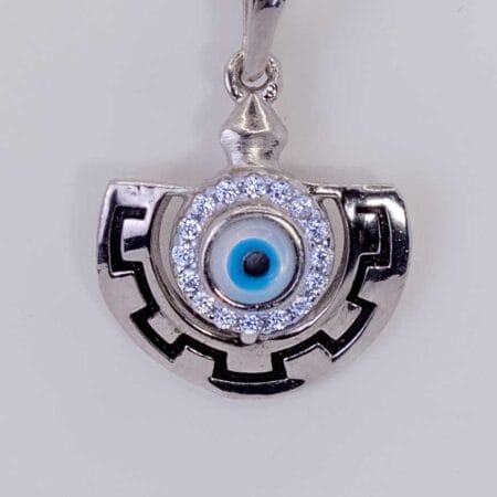Silver Circle Evil Eye Pendant