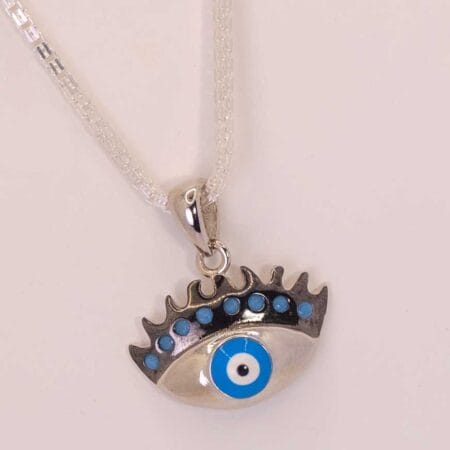 Silver Circle Evil Eye Pendant