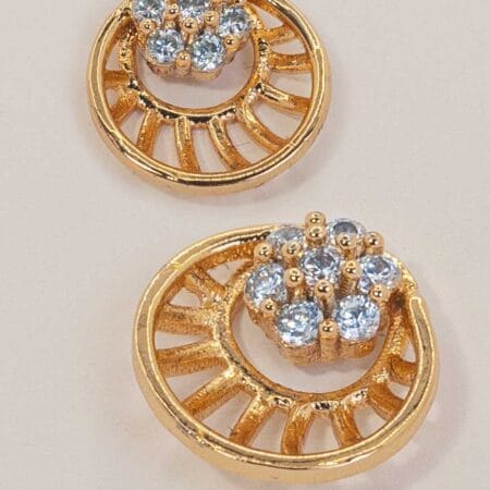Yellow Gold Rising Sun Ear Rings