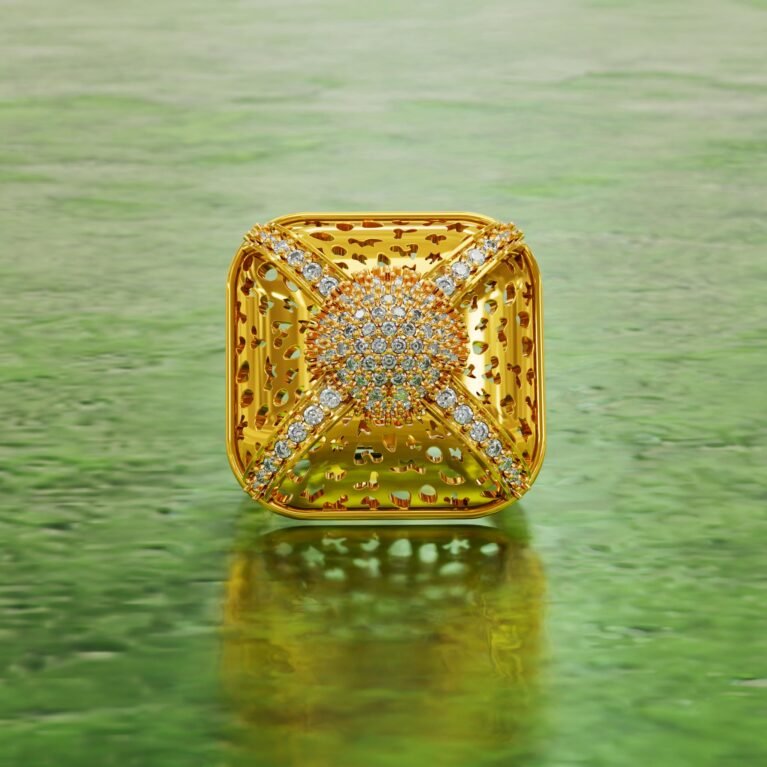 Cube Statement Spark Gold Ring 453