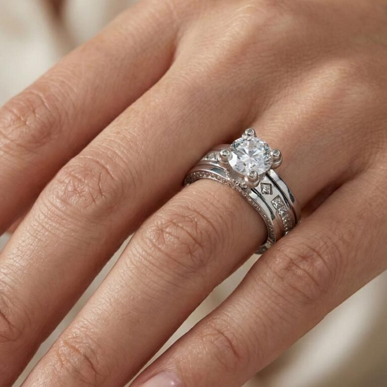 Elegant Savvy Silver Couple Ring