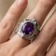 Timeless Noora Amethyst Victorian Charm Silver Ring