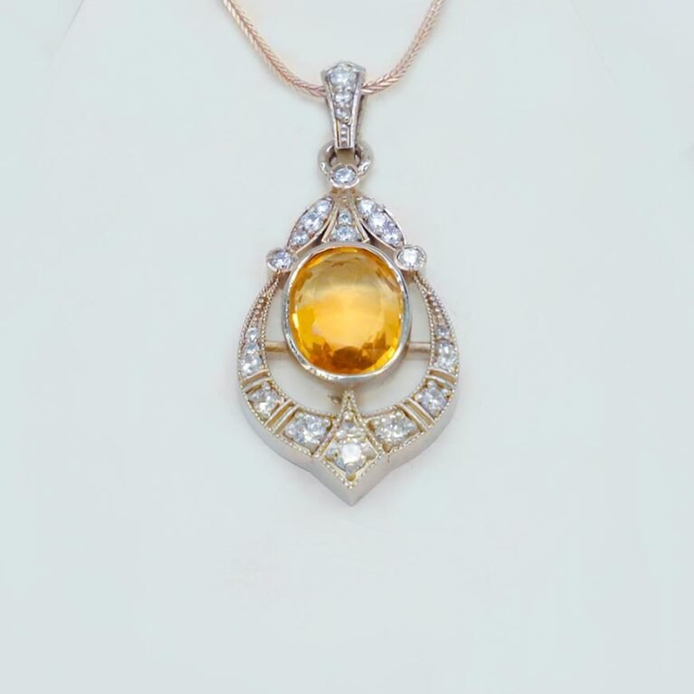 Majestic Noora Citrine Gothic Silver Pendant
