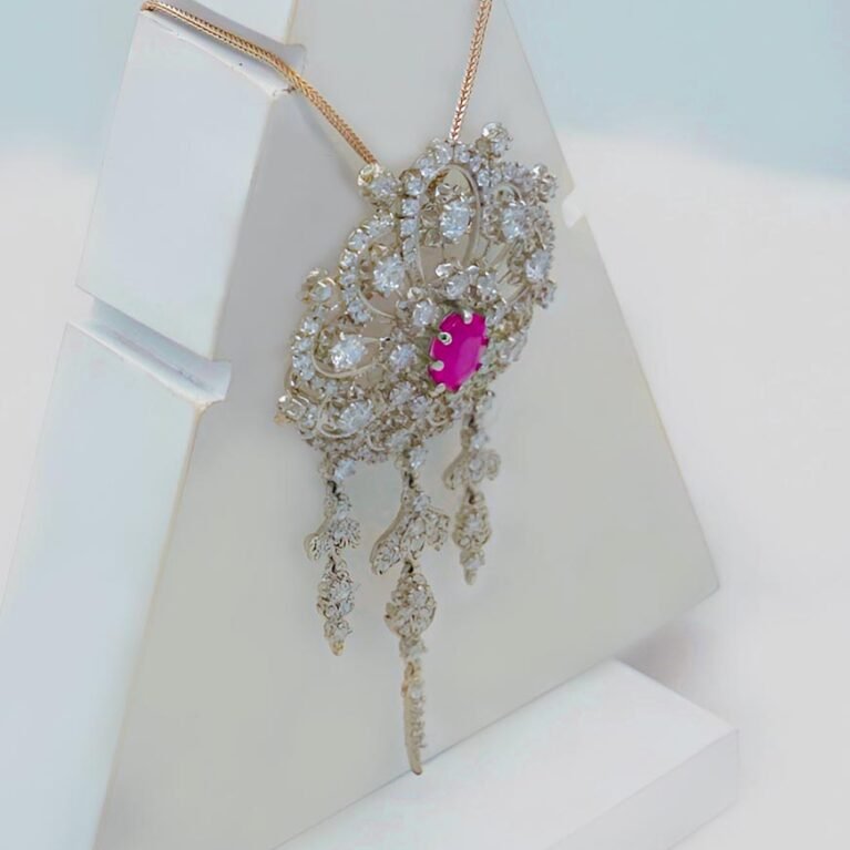 Majestic Noora Ruby Empress Silver Brooch Pendant