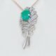 Enchanting Noora Emerald Bird Feather Silver Brooch Pendant