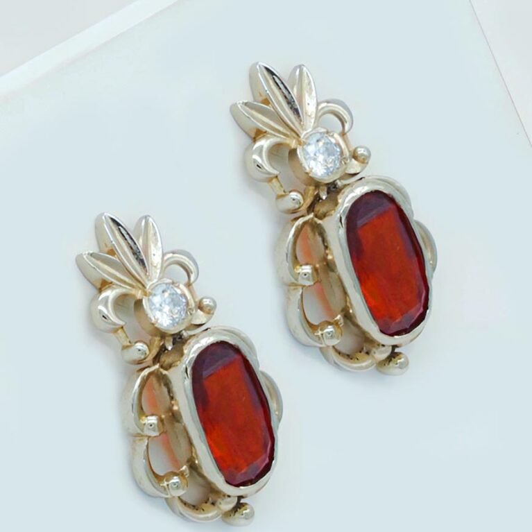 Exquisite Noora Hessonite Pineapple Silver Earring