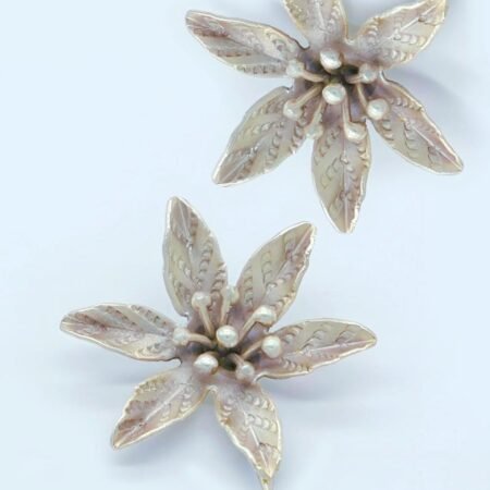 Enchanting Floweret Saffron Silver Earring