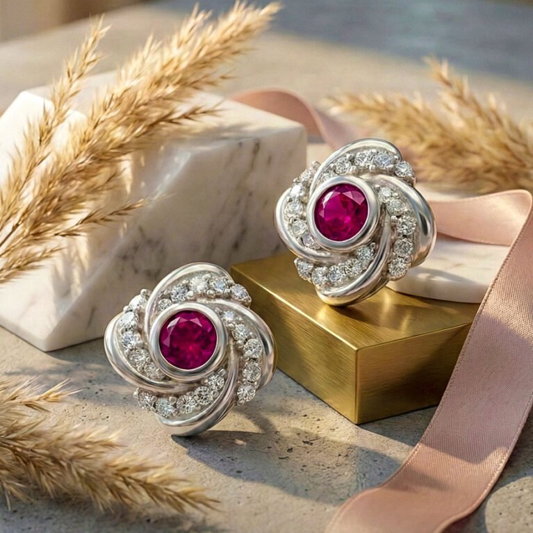 Enchanting Lush Twisted Flora Silver Earring