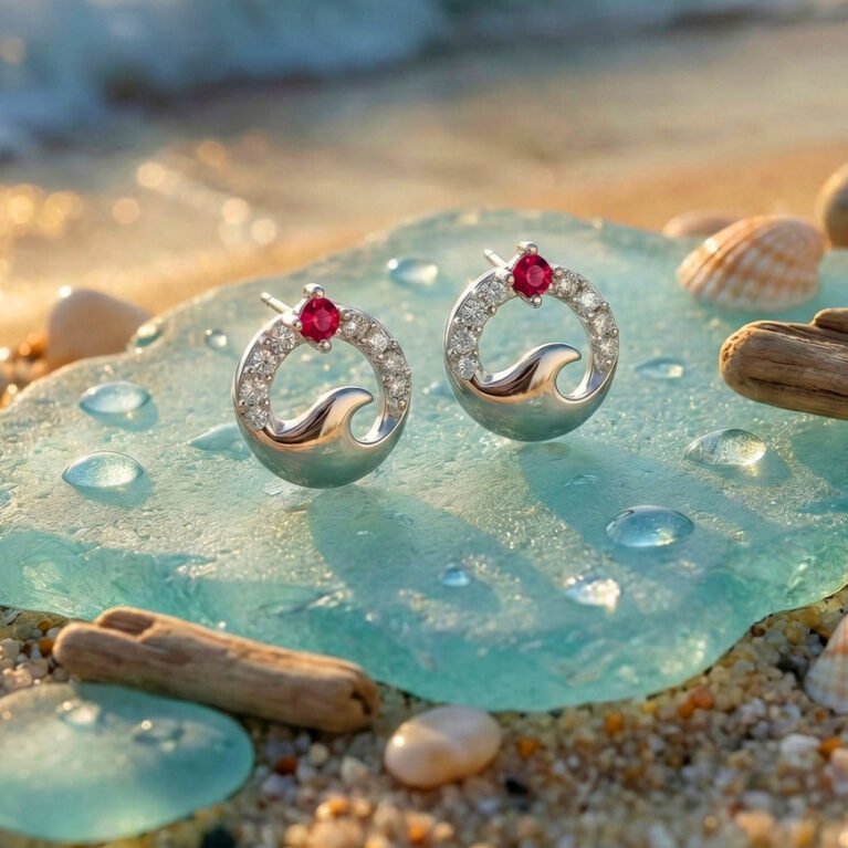 Lush Ocean Wave Silver Earring