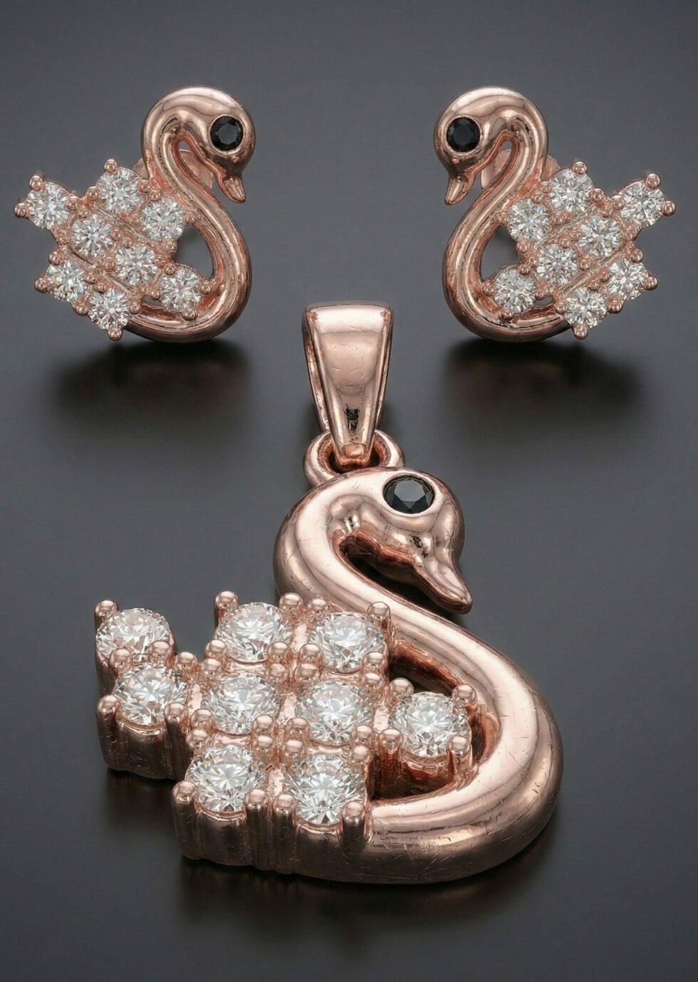 Swan Love Silver Pendant Set by Alankri