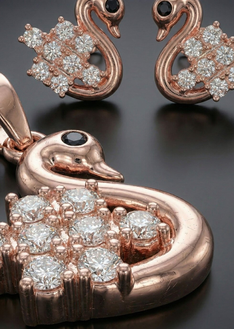 Swan Love Silver Pendant Set by Alankri